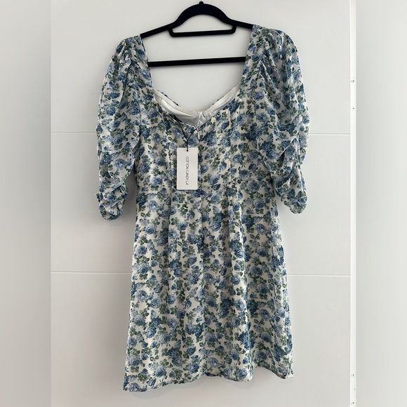 Cotton Candy LA blue & green long sleeve ruffle mini dress formal wedding NWT M - Picture 9 of 13